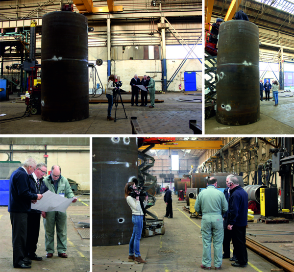 Auld Reekie's steam boiler undergoing restoration at Cochran