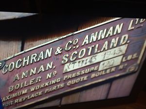 Cochran's Boiler Plate on The Vital Spark Puffer